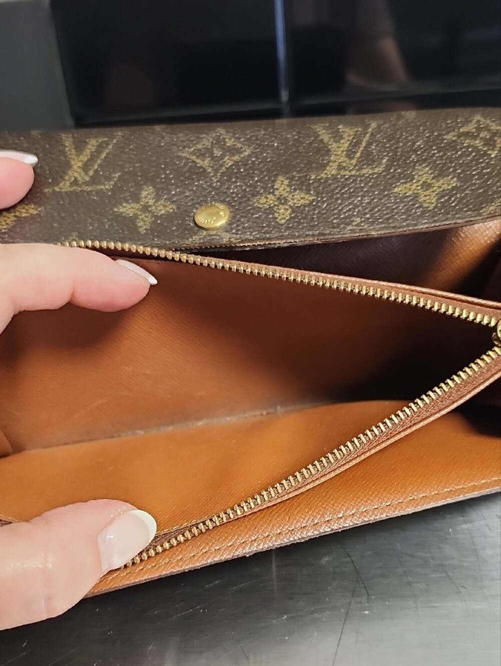Louis Vuitton Monogram Folded Wallet in Brown and Gold - Picture 8 of 9